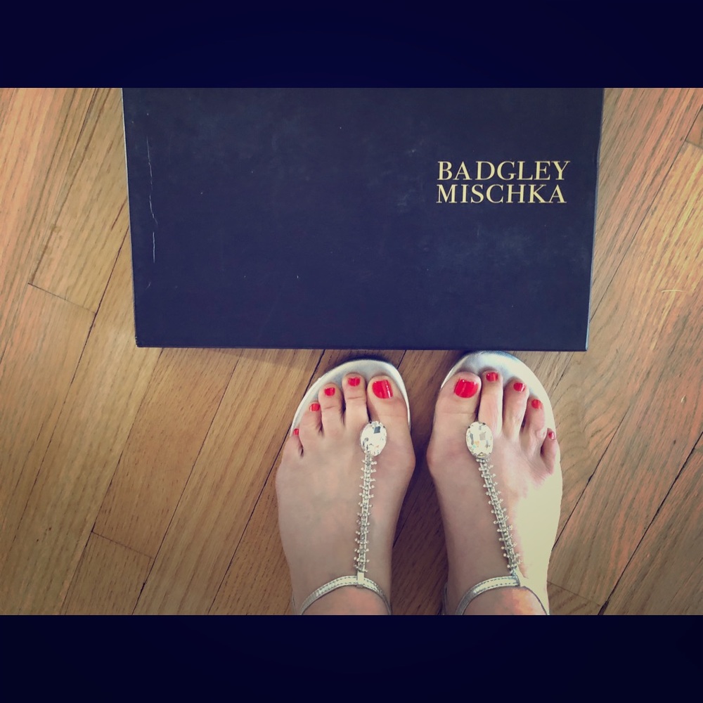 Badgley Mischka silver sandals (flat)